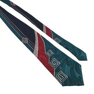 Norseman Mens Necktie Vintage Teal Maroon Office Work Casual Dad Gift